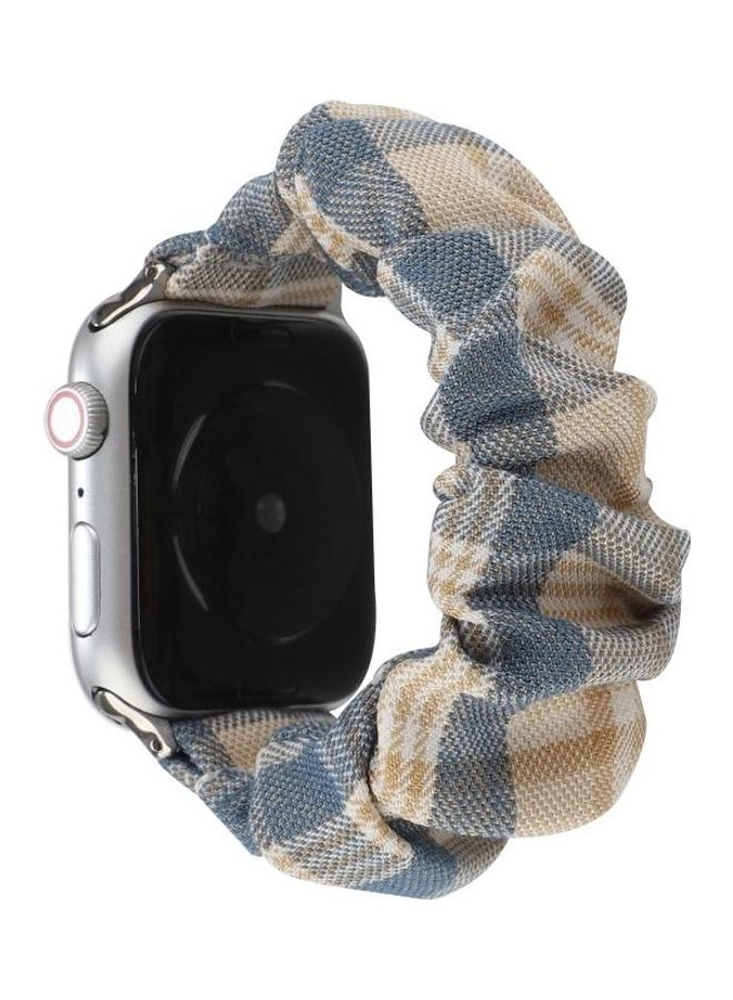 HuHa - JK Uniform Style Cloth and Stainless Steel Watch Strap Band For Apple Watch Series 7/6/5/4/3/2/1/SE 42/44/45mm Khaki/Dark Blue - Image 1