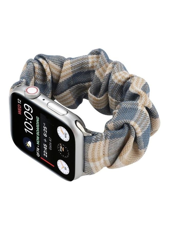 HuHa - JK Uniform Style Cloth and Stainless Steel Watch Strap Band For Apple Watch Series 7/6/5/4/3/2/1/SE 42/44/45mm Khaki/Dark Blue - Image 1