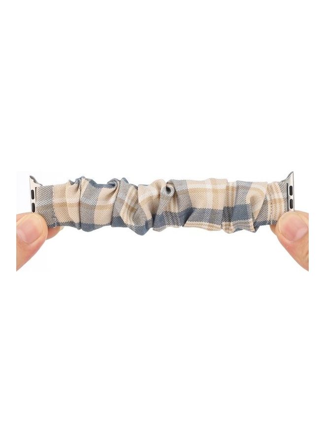 HuHa - JK Uniform Style Cloth and Stainless Steel Watch Strap Band For Apple Watch Series 7/6/5/4/3/2/1/SE 42/44/45mm Khaki/Dark Blue - Image 1