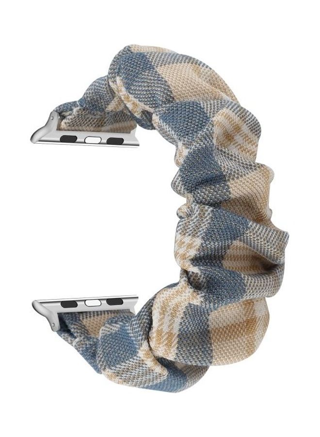 HuHa - JK Uniform Style Cloth and Stainless Steel Watch Strap Band For Apple Watch Series 7/6/5/4/3/2/1/SE 42/44/45mm Khaki/Dark Blue - Image 1