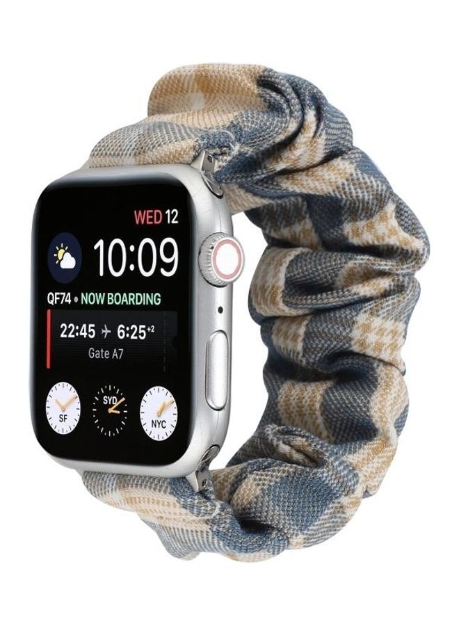 HuHa - JK Uniform Style Cloth and Stainless Steel Watch Strap Band For Apple Watch Series 7/6/5/4/3/2/1/SE 42/44/45mm Khaki/Dark Blue - Image 1