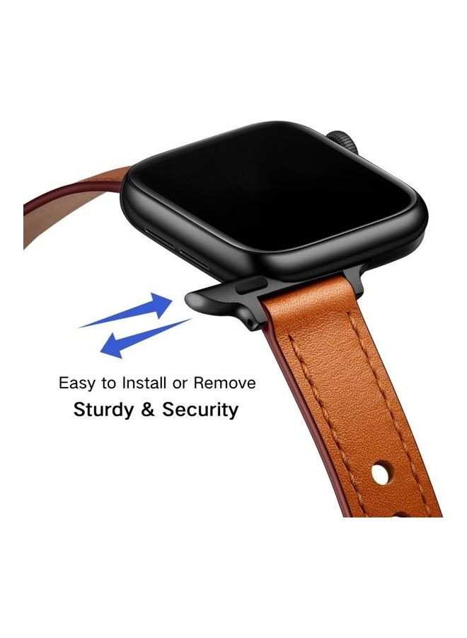 HuHa 14mm Couple Style Leather Replacement Strap Watchband For Apple Watch Series 7/6/SE/5/4/3/2/1 45/44/42mm Multicolour - Image 4