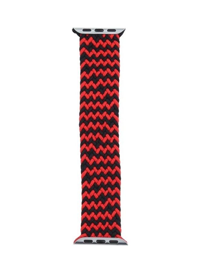HuHa Mixed Colour Nylon Braided Single Loop Replacement Watchbands for Apple Watch Series 7/6/SE/5/4/3/2/1 38/40/41mm, Size:L Red/Black - Image 1