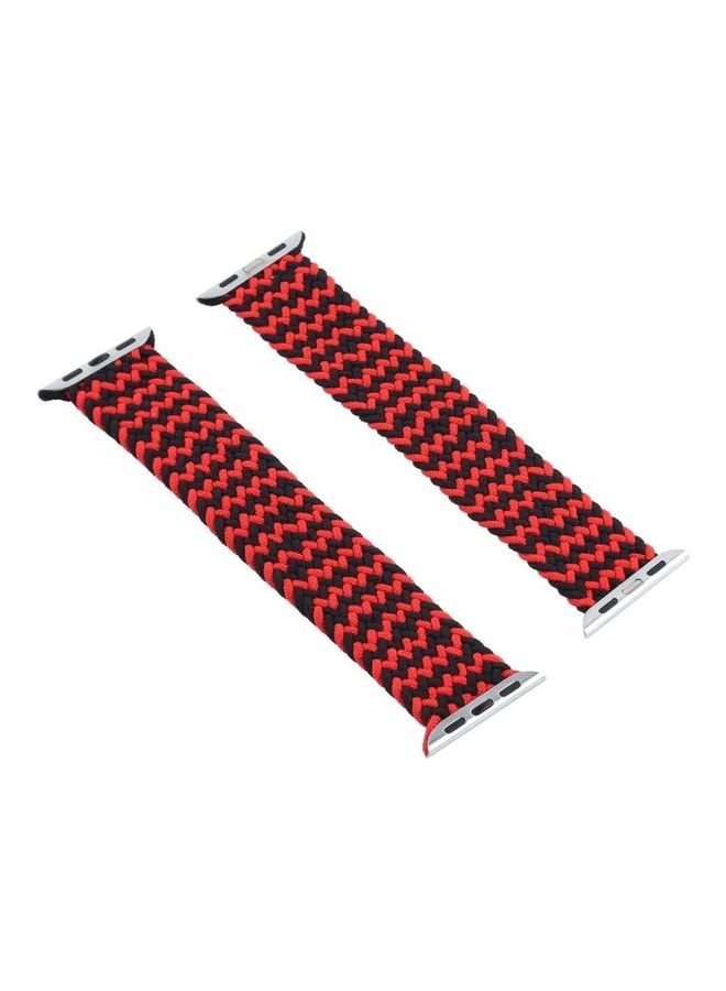 HuHa Mixed Colour Nylon Braided Single Loop Replacement Watchbands for Apple Watch Series 7/6/SE/5/4/3/2/1 38/40/41mm, Size:L Red/Black - Image 2