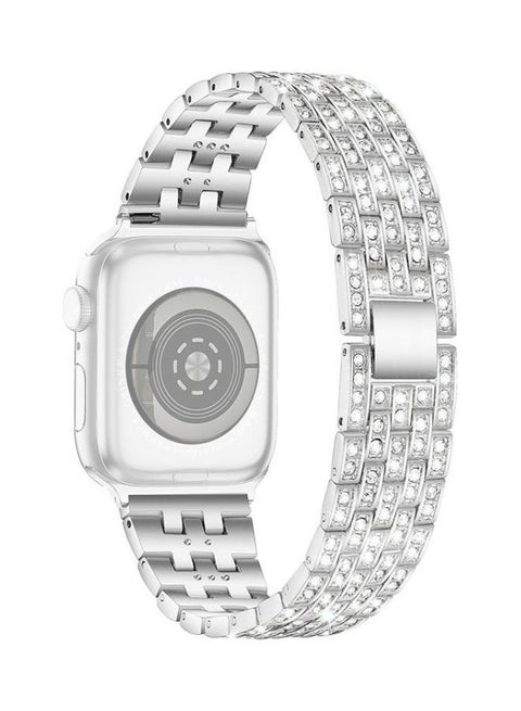 Ethnic Replacement Watchband For Apple Watch Series 1/2/3/4/5/6/7/SE 42/44/45mm Silver