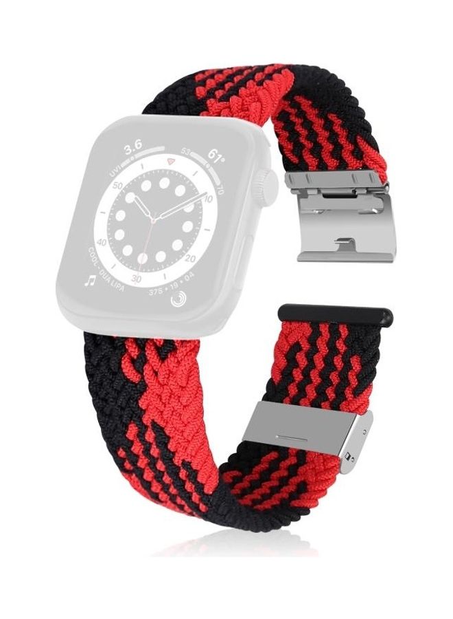HuHa Braided with Stainless Steel Replacement Watchbands For Apple Watch Series 7/6/SE/5/4/3/2/1 45/44/42mm Red/Black  - Image 1