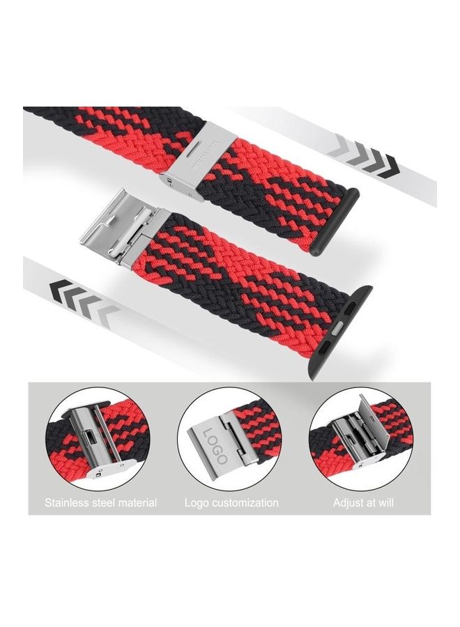 HuHa Braided with Stainless Steel Replacement Watchbands For Apple Watch Series 7/6/SE/5/4/3/2/1 45/44/42mm Red/Black  - Image 3