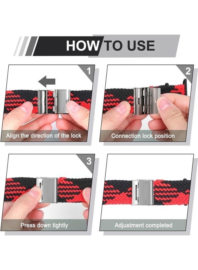 HuHa Braided with Stainless Steel Replacement Watchbands For Apple Watch Series 7/6/SE/5/4/3/2/1 45/44/42mm Red/Black  - Image 5