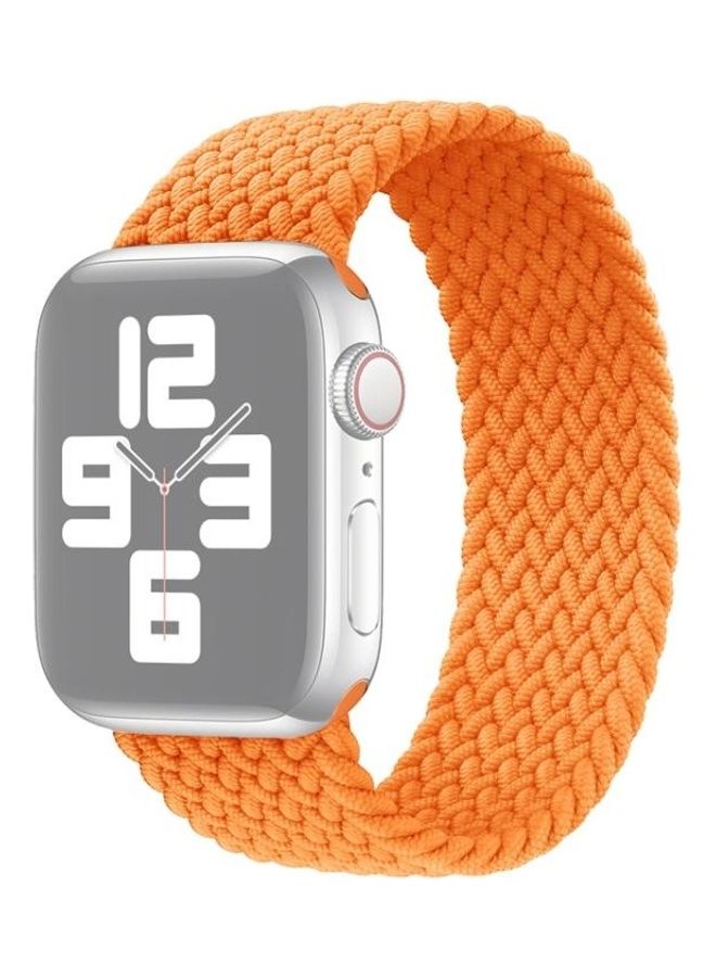 HuHa Metal Head Braided Nylon Solid Colour Replacement Strap Watchband for Apple Watch Series 7/6/SE/5/4/3/2/1 42/44/45mm, Size:L 165mm Orange - Image 1