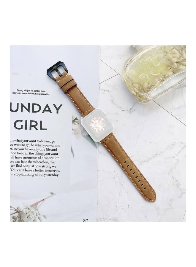 HuHa Replacement Watchbands For Apple Watch Series 7 45mm/6 & SE & 5 & 4 44mm/3 & 2 & 1 42mm Brown - Image 1