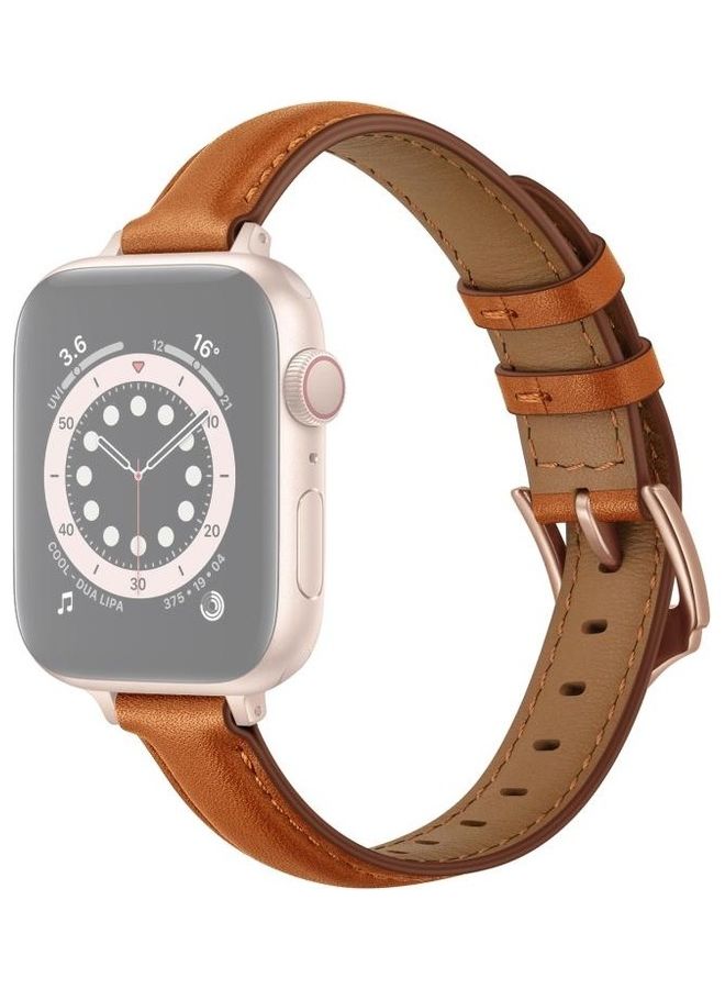 HuHa - Replacement Strap Watchband For Apple Watch Series 7 41mm/6 & SE & 5 & 4 40mm/3 & 2 & 1 38mm Brown Rose Gold Buckle - Image 1