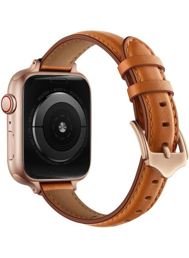 HuHa - Replacement Strap Watchband For Apple Watch Series 7 41mm/6 & SE & 5 & 4 40mm/3 & 2 & 1 38mm Brown Rose Gold Buckle - Image 1