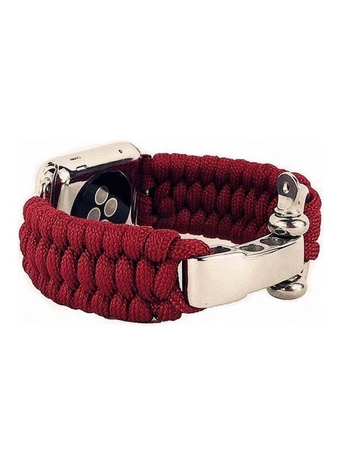 Umbrella Cord Nylon Braided Strap For Apple Watch Series 7/6/5/4/3/2/1/SE 38/40/41mm Red