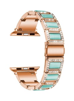 Ethnic Replacement Watchband for Apple Watch Series 1/2/3/4/5/6/7/SE 42/44/45mm Rose Gold/Blue
