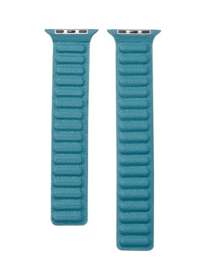 HuHa Loop Leather Watchband for Apple Watch Series 7/6/SE/5/4/3/2/1 42/44/45mm Peacock Green - Image 2