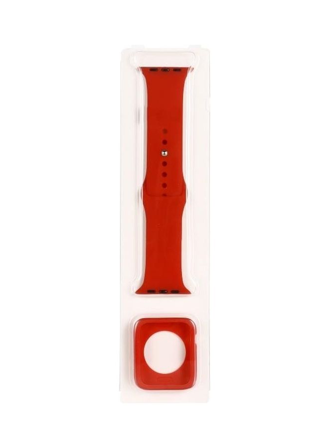 HuHa Silicone Replacement Strap with Protective Case For Apple Watch Series 3/2/1 42m Red - Image 1
