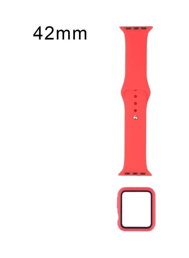 HuHa Silicone Replacement Strap with Protective Case For Apple Watch Series 3/2/1 42mm Red - Image 1