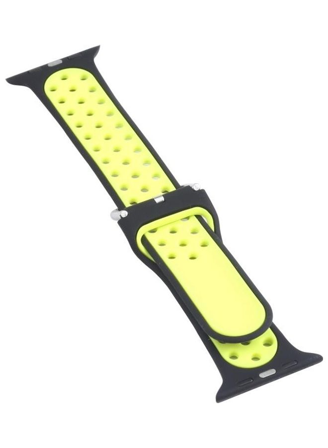 HuHa Replacement Watchband For Apple Watch Series 7 41mm/6 & SE & 5 & 4 40mm/3 & 2 & 1 38mm Blue/Yellow - Image 2