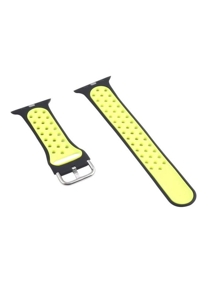 HuHa Replacement Watchband For Apple Watch Series 7 41mm/6 & SE & 5 & 4 40mm/3 & 2 & 1 38mm Blue/Yellow - Image 4