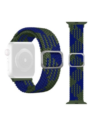 Buckle Braided Elastic Strap For Apple Watch Series 7 45mm/6 & SE & 5 & 4 44mm/3 & 2 & 1 42mm Blue Between Green - v1634544036/N51417000A_1