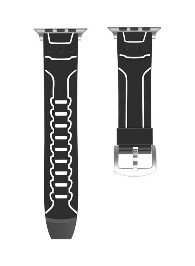 HuHa Fashion Electrocardiogram Pattern Watch Strap For Apple Watch Series 3 & 2 & 1 38mm Black/White - Image 2