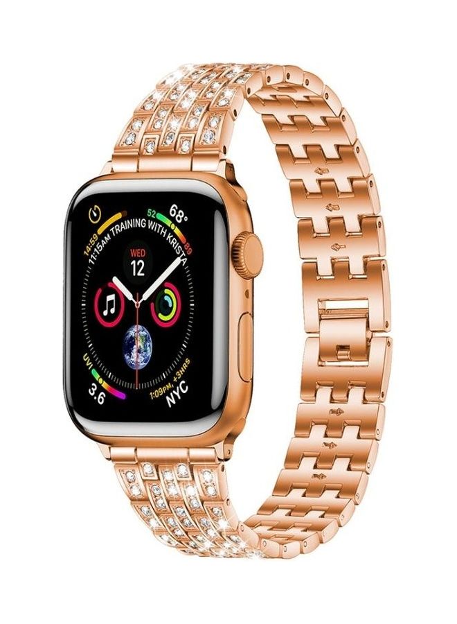 HuHa Ethnic Replacement Watchband For Apple Watch Series 1/2/3/4/5/6/7/SE 38/40/41mm Rose Gold  - Image 4