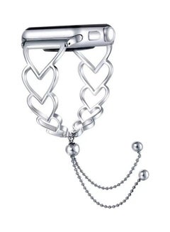 HuHa Heart Metal Replacement Strap Watchband for Apple Watch Series 7/6/SE/5/4/3/2/1 42/44/45mm Silver  - Image 1