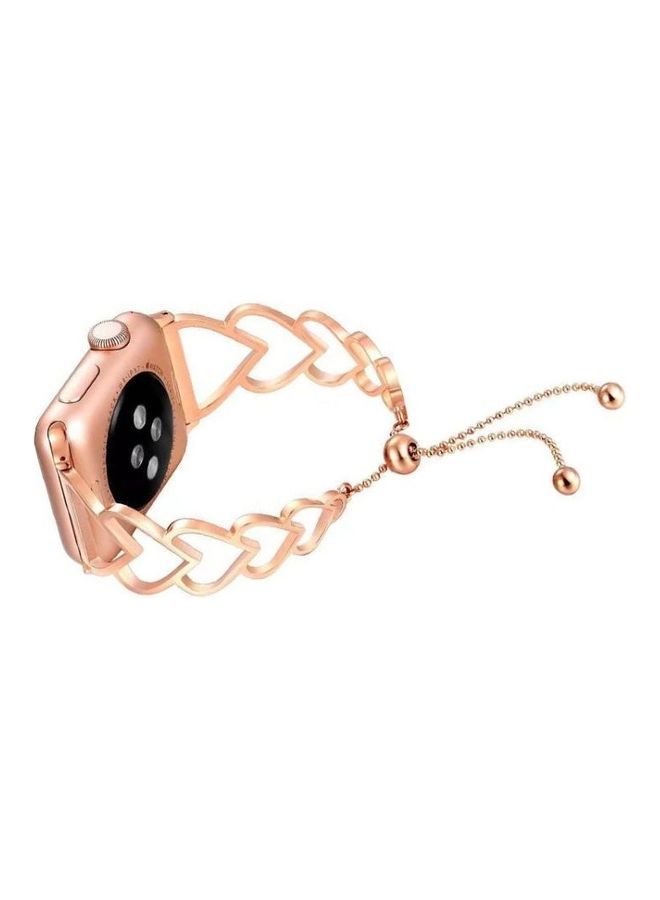 HuHa Heart Metal Replacement Strap Watchband for Apple Watch Series 7/6/SE/5/4/3/2/1 42/44/45mm Silver  - Image 4