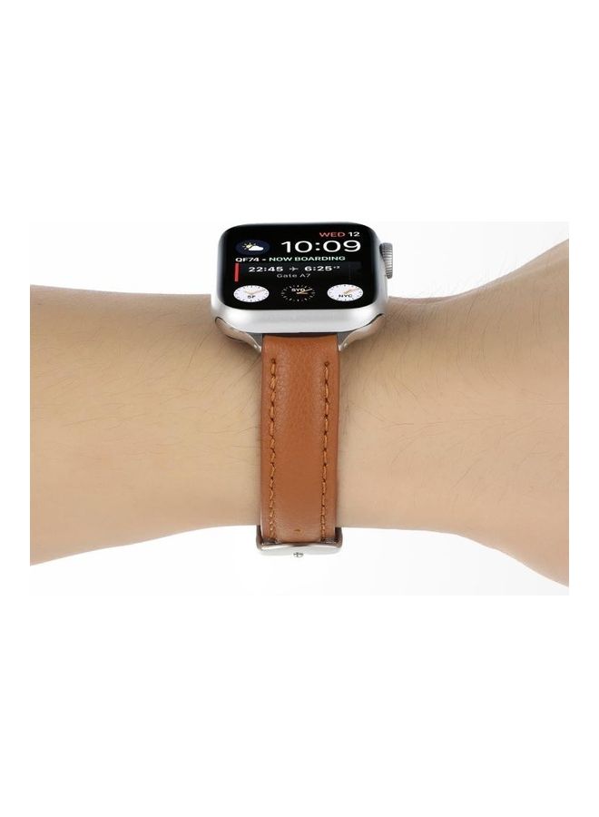 HuHa - Replacement Watchband For Apple Watch Series 7 45mm/6 & SE & 5 & 4 44mm/3 & 2 & 1 42mm Brown - Image 1