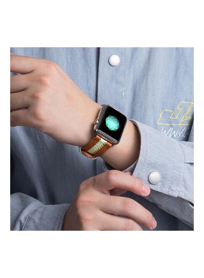 HuHa Replacement Strap Watchband For Apple Watch Series 7 45mm/6 & SE & 5 & 4 44mm/3 & 2 & 1 42mm Brown  - Image 4