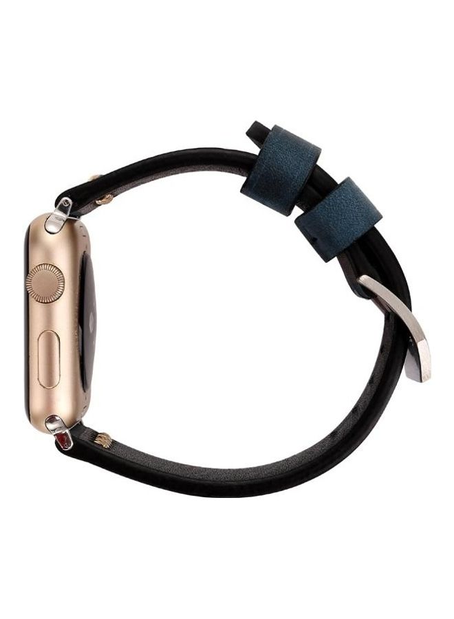 Retro XX Line Pattern Wrist Watchband For Apple Watch Series 3 & 2 & 1 38mm Blue