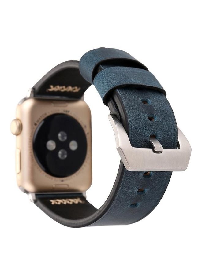 Retro XX Line Pattern Wrist Watchband For Apple Watch Series 3 & 2 & 1 38mm Blue