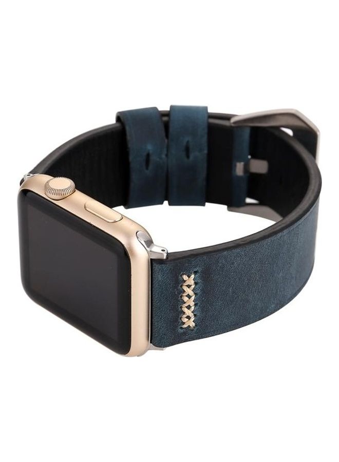 Retro XX Line Pattern Wrist Watchband For Apple Watch Series 3 & 2 & 1 38mm Blue