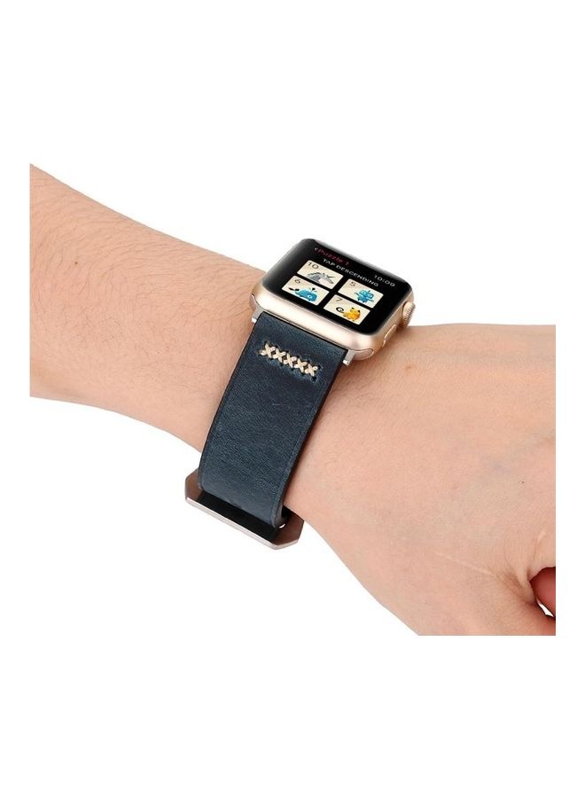 Retro XX Line Pattern Wrist Watchband For Apple Watch Series 3 & 2 & 1 38mm Blue
