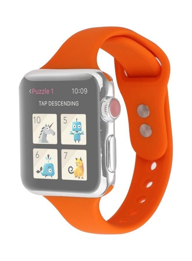 HuHa Thin Silicone Double Buckle Replacement Wrist Strap For Apple Watch Series 7/6/5/4/3/2/1/SE 38/40/41mm Orange - Image 1