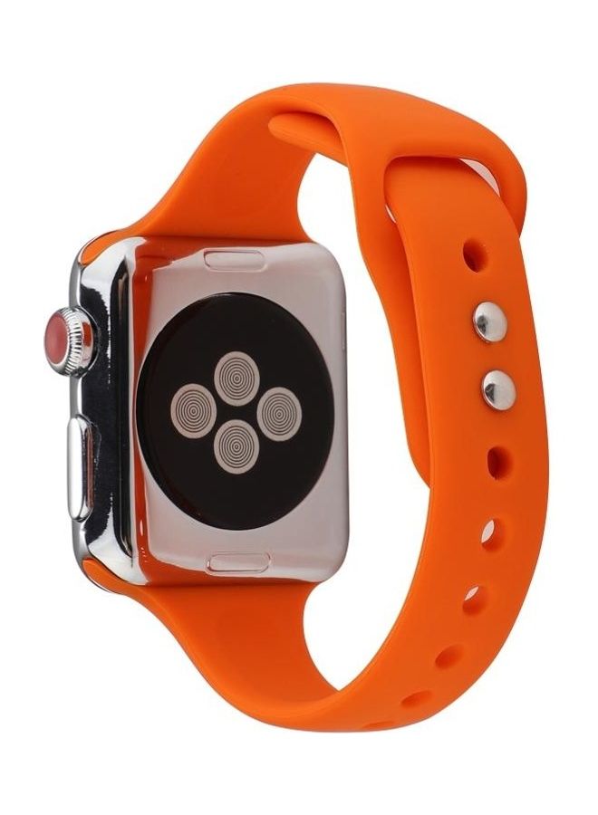 HuHa Thin Silicone Double Buckle Replacement Wrist Strap For Apple Watch Series 7/6/5/4/3/2/1/SE 38/40/41mm Orange - Image 4