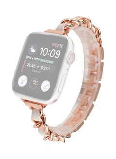Ethnic Replacement Watchband for Apple Watch Series 1/2/3/4/5/6/7/SE 42/44/45mm Rose Gold/White