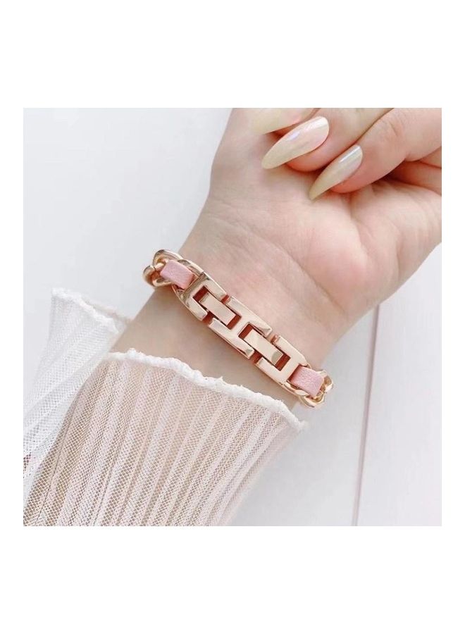 HuHa - Ethnic Replacement Watchband for Apple Watch Series 1/2/3/4/5/6/7/SE 42/44/45mm Rose Gold/White - Image 1