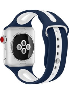 Two-tone Silicone Open Watchband For Apple Watch Series 7/6/5/4/3/2/1/SE 38/40/41mm Blue/White