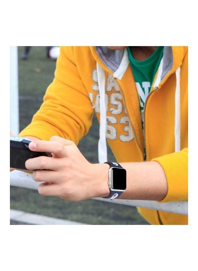 HuHa - Two-tone Silicone Open Watchband For Apple Watch Series 7/6/5/4/3/2/1/SE 38/40/41mm Blue/White - Image 1