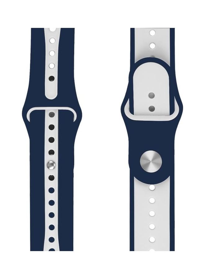 HuHa - Two-tone Silicone Open Watchband For Apple Watch Series 7/6/5/4/3/2/1/SE 38/40/41mm Blue/White - Image 1