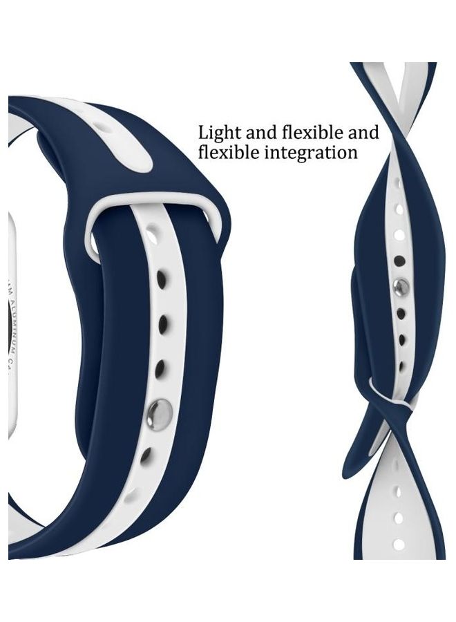 HuHa - Two-tone Silicone Open Watchband For Apple Watch Series 7/6/5/4/3/2/1/SE 38/40/41mm Blue/White - Image 1
