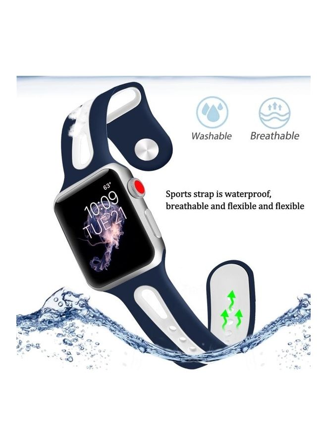 HuHa - Two-tone Silicone Open Watchband For Apple Watch Series 7/6/5/4/3/2/1/SE 38/40/41mm Blue/White - Image 1