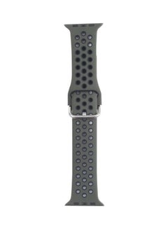 Metal Buckle Silicone Replacement Watchband for Apple Watch Series 7/6/SE/5/4/3/2/1 42/44/45mm Olive Green/Black