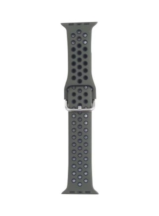 Metal Buckle Silicone Replacement Watchband for Apple Watch Series 7/6/SE/5/4/3/2/1 42/44/45mm Olive Green/Black - v1634544452/N51419901A_1