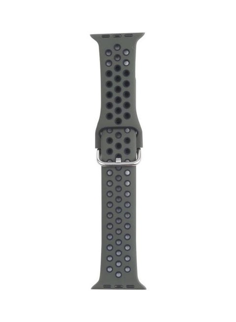Metal Buckle Silicone Replacement Watchband for Apple Watch Series 7/6/SE/5/4/3/2/1 42/44/45mm Olive Green/Black