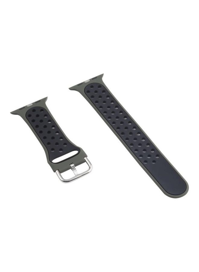 HuHa - Metal Buckle Silicone Replacement Watchband for Apple Watch Series 7/6/SE/5/4/3/2/1 42/44/45mm Olive Green/Black - Image 1