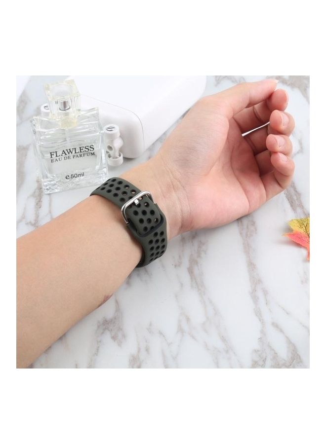 HuHa - Metal Buckle Silicone Replacement Watchband for Apple Watch Series 7/6/SE/5/4/3/2/1 42/44/45mm Olive Green/Black - Image 1