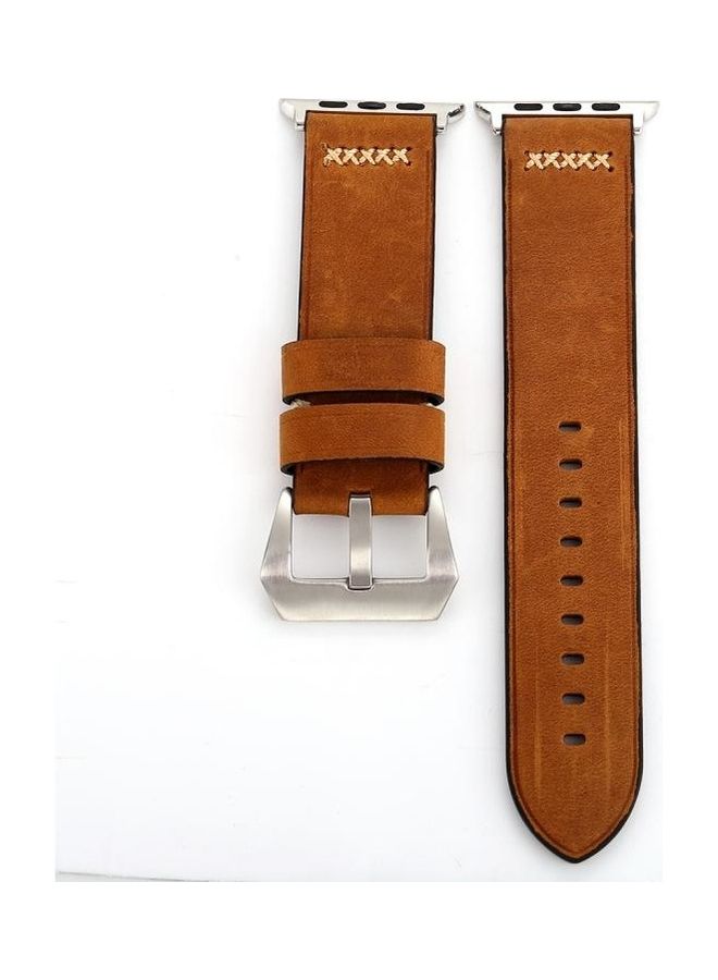 HuHa Retro XX Line Pattern Replacement Watch Band For Apple Watch Series 3 & 2 & 1 38mm Brown - Image 2