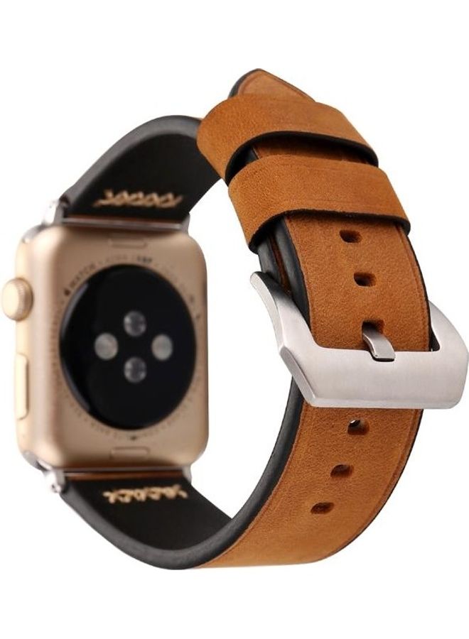 HuHa Retro XX Line Pattern Replacement Watch Band For Apple Watch Series 3 & 2 & 1 38mm Brown - Image 4